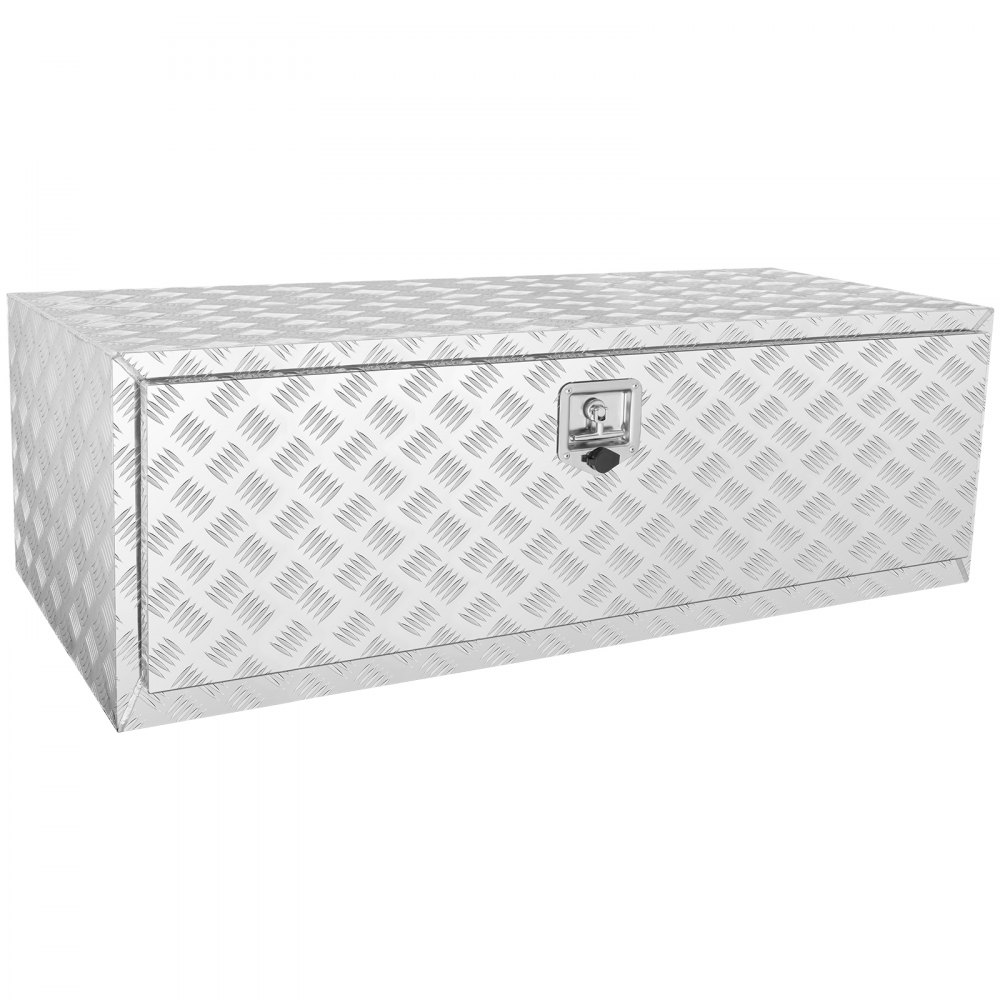 VEVOR Underbody Truck Box, 48"×24"×24" Pickup Storage Box, Heavy Duty Aluminum Diamond Plate Tool Box with Lock and Keys, Waterproof Trailer Storage Box with T-Handle Latch for Truck, Van, Trailer - CDK482424INCHNDMQV0