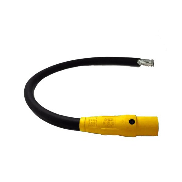 Power Assemblies Type W Pigtail 400A 4/0 AWG Series 16 Male Camlock to Tinned 3 ft, Yellow - 40TW16003MTY