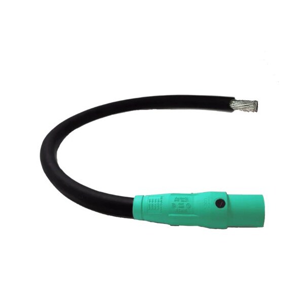 Power Assemblies Type W Pigtail 400A 4/0 AWG Series 16 Male Camlock to Tinned 3 ft, Green - 40TW16003MTG