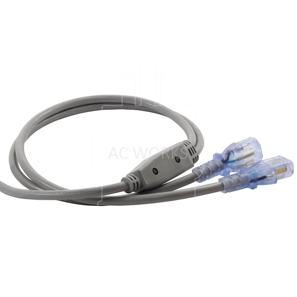 Ac Works 10A 10FT 18/3 Medical Hospital Grade Y Power Cord with 2 IEC C13 - MD115-Y