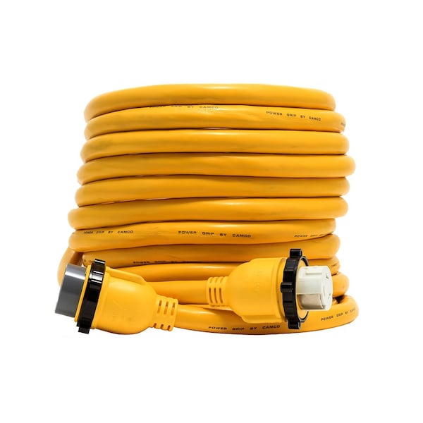Camco 50 Amp Power Grip Marine Extension Cord, 50' M-Locking/F-Locking Adapter - 55623