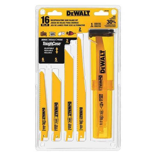 Dewalt 16 Piece Bi-Metal Reciprocating Saw Blade Set with Case - DW4899