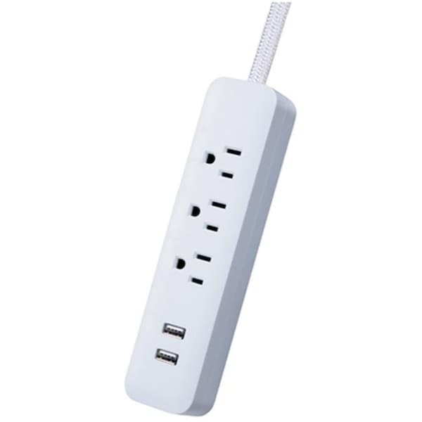 Globe Electric Globe Electric 225240 6 ft. Covered Cord & Power Strip; White - 225240