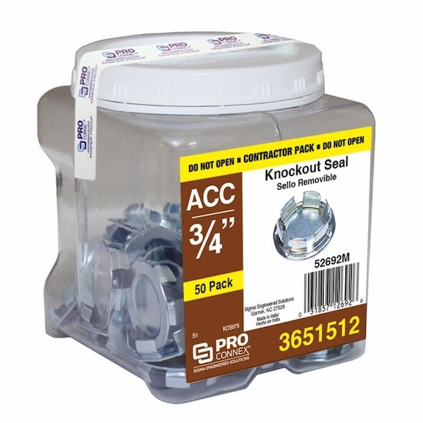 Sigma Engineered Solutions Knockout Seal, 0.31 in. H x 1.15 in. W, Steel - 52692