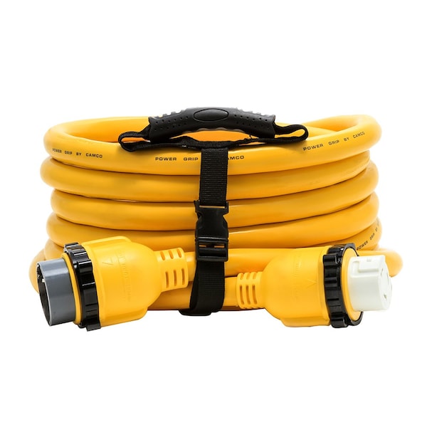 Camco 50 Amp Power Grip Marine Extension Cord, 25' M-Locking/F-Locking Adapter - 55621