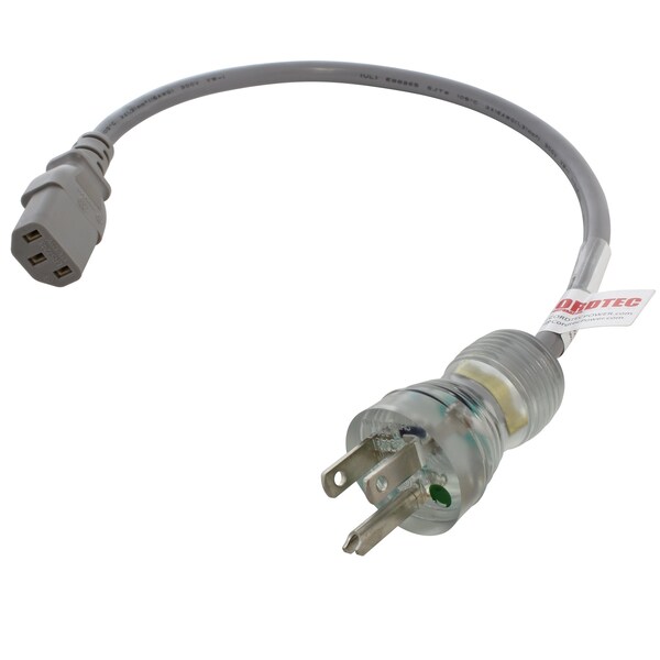 Ac Works 1.5ft 13A 16/3 Medical Grade Power Cord With IEC C13 Connector - MD13AC13-018