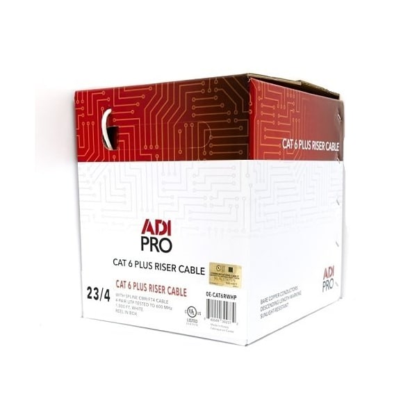 Adipro CAT 6+ UTP CMR 1000' WHITE RLBX 550MHZ UL/ETL 100% COPPER - 0E-CAT6RWHP