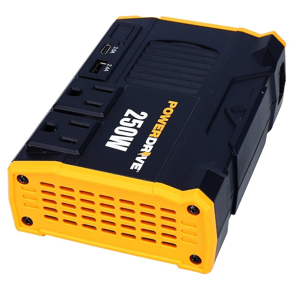 Powerdrive Power Inverter, Modified Sine Wave, 500 W Peak, 250 W Continuous, 2 Outlets - PWD250