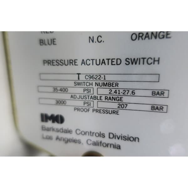Interruptor de presión Barksdale 35400Psi 125250480600VAc - TC9622-1