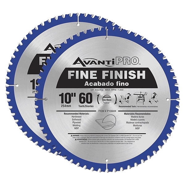 Diablo 10" L x Demolition Cutting Fine Finish Saw Blade, 10"x60TPI, PK2 - P106060PP