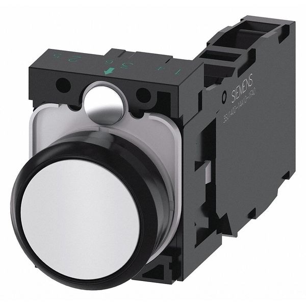 Botón pulsador Siemens, 22mm, blanco, bisel de plástico - 3SU1100-0AB60-1FA0