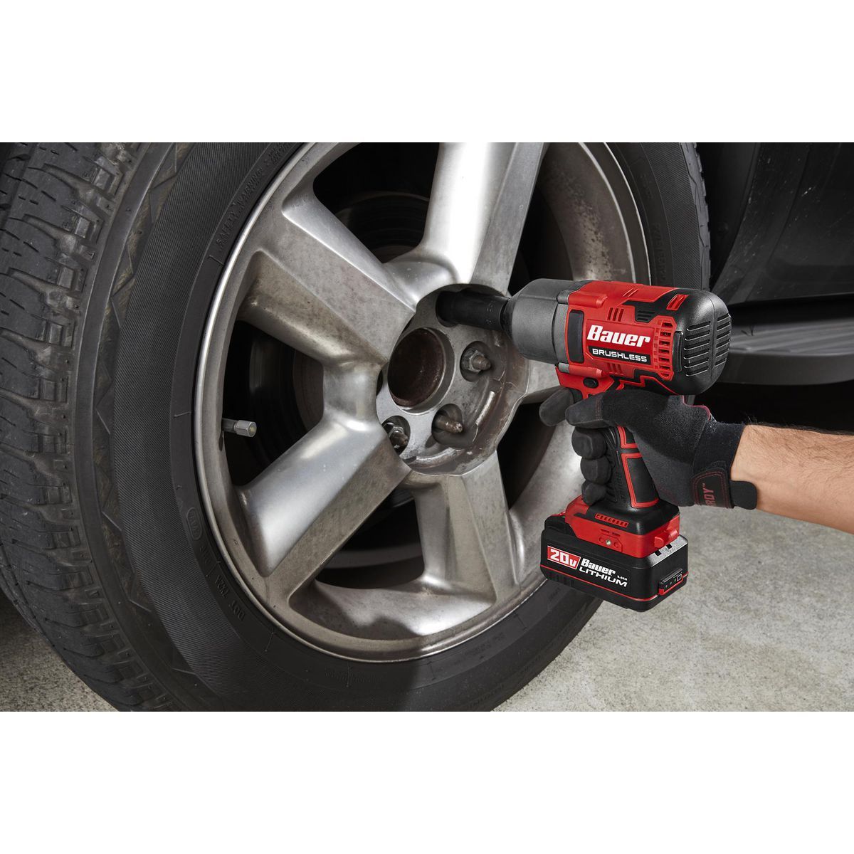 Llave de impacto inalámbrica sin escobillas de 20V Bauer de 1/2 pulgadas de alto torque - Solo la herramienta - 58514