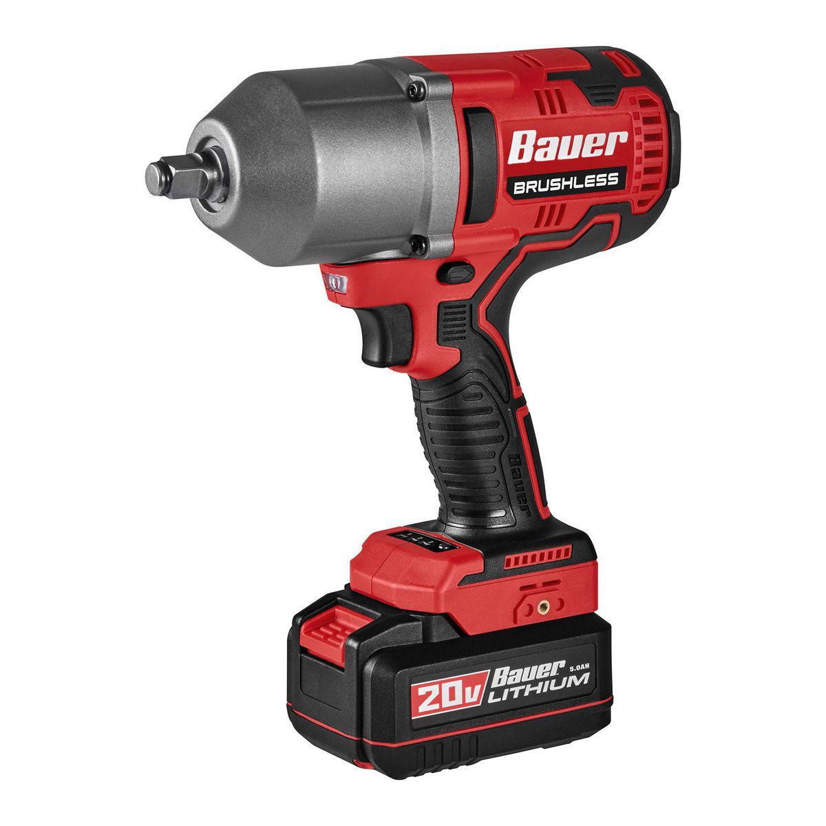 Llave de impacto inalámbrica sin escobillas de 20V Bauer de 1/2 pulgadas de alto torque - Solo la herramienta - 58514