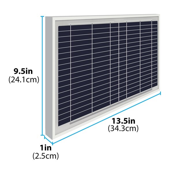 Mighty Max Battery Polycrystalline Solar Panel, 10 W, 12V, Alligator Clip - MAX3525768