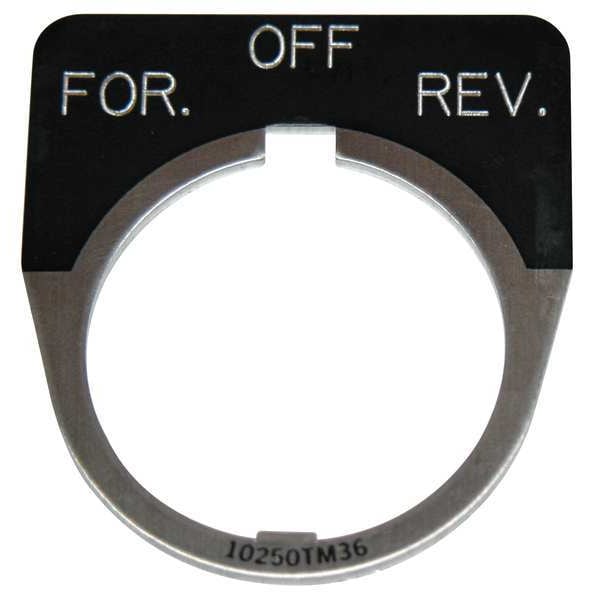 Placa legendaria Eaton Cutler-Hammer, Para apagado/rev inverso, Negro - 10250TM50