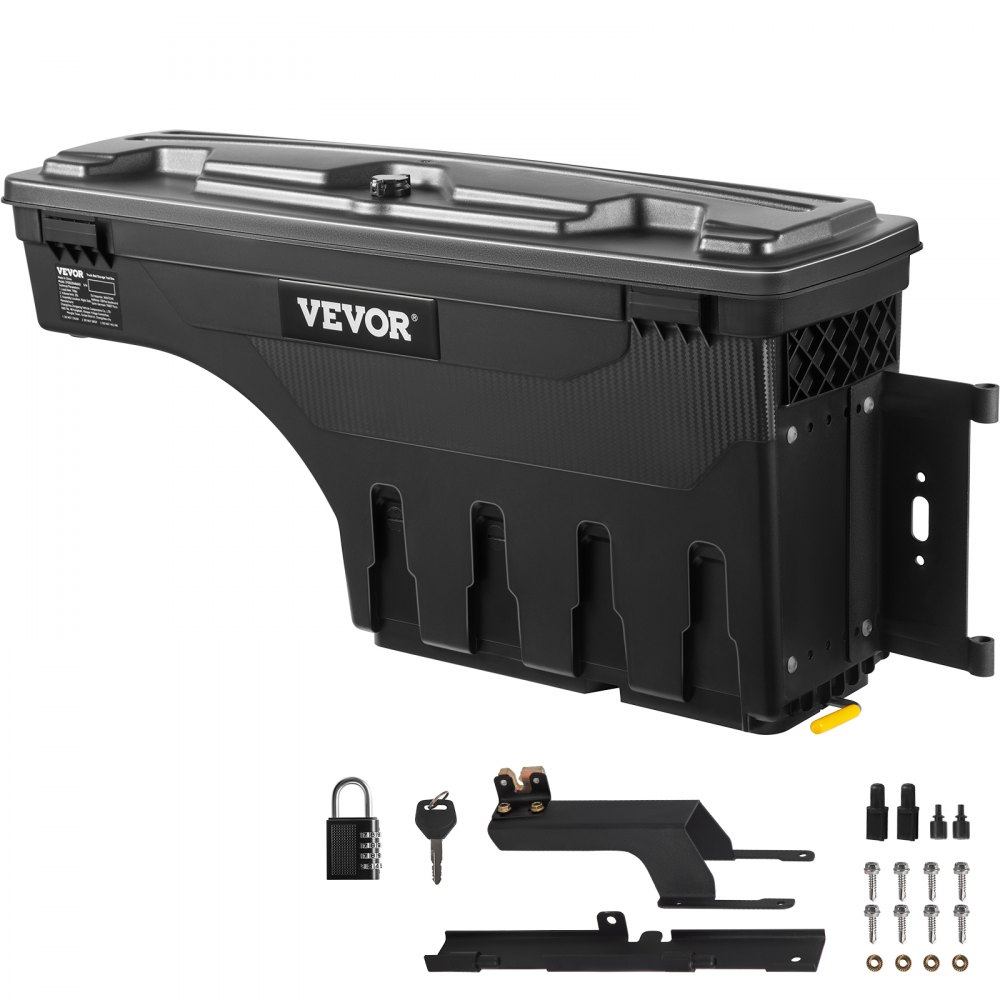 VEVOR Truck Bed Storage Box, Lockable Lid, Waterproof ABS Wheel Well Tool Box 6.6 Gal/20 L with Password Padlock, Compatible with Super Duty 2017-2021, Passenger Side, Black - KCLJGJXCKCBDDVENCV0