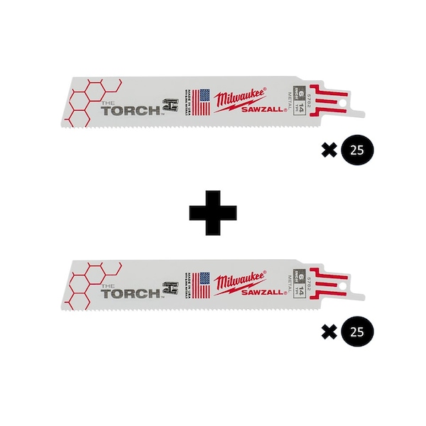 Milwaukee Tool SAWZALL BL 14T 6LG, w/BL 14T 6LG, 25PK - 48-00-8782, 48-00-8782