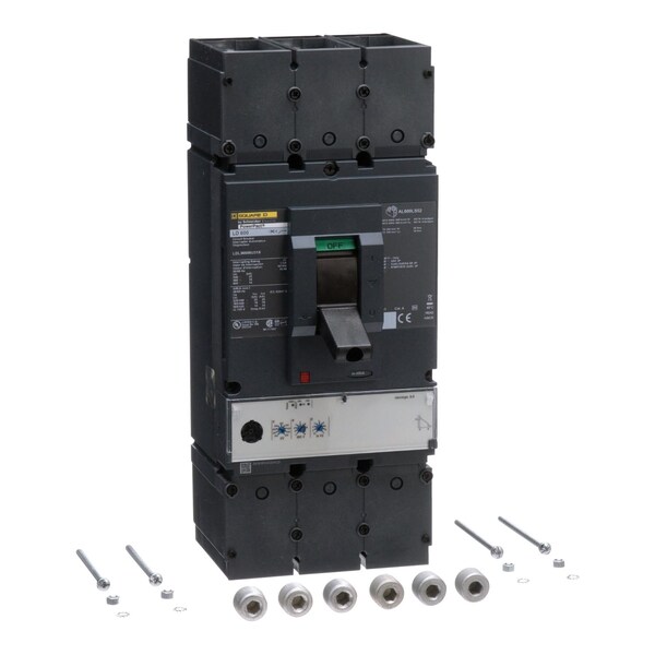 Square D Molded Case Circuit Breaker, LDL Series, 600A, 3 Pole, 600V AC, 25kA at 240V AC - LDL36600U31X