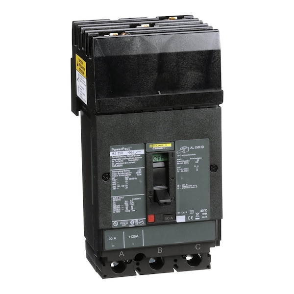 Square D Molded Case Circuit Breaker, HJA Series, 90A, 3 Pole, 600V AC, 100kA at 240V AC - HJA36090