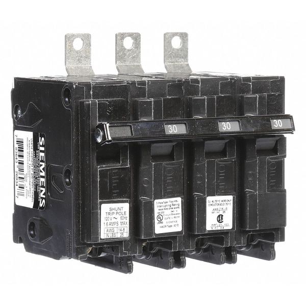 Siemens Miniature Circuit Breaker, BL Series, 30A, 3 Pole, 120/240V AC, 65kA at 240V AC - B330HH00S01