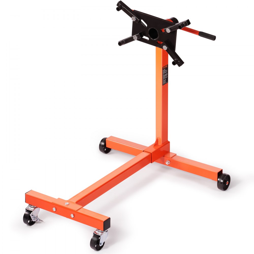 VEVOR Engine Stand, 750 lbs (3/8 Ton) Rotating Engine Motor Stand with 360 Degree Adjustable Head, Cast Iron Motor Hoist Dolly, 4-Caster, 4 Adjustable Arms, for Vehicle Maintenance, Auto Repair - YDXZSF750LBS4870PV0