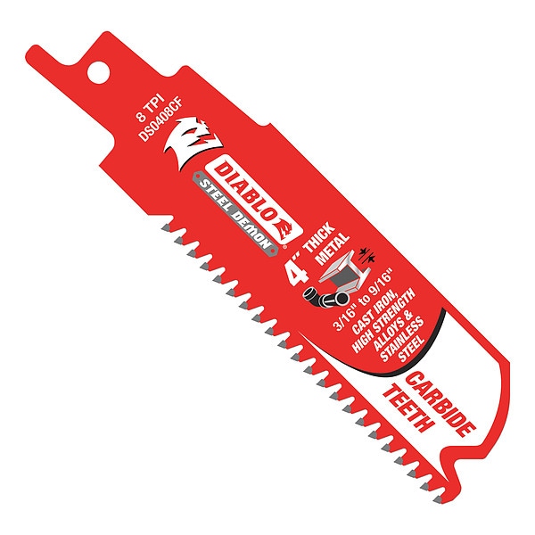 Diablo 4" L x Metal Cutting Reciprocating Saw Blade - DS0408CF