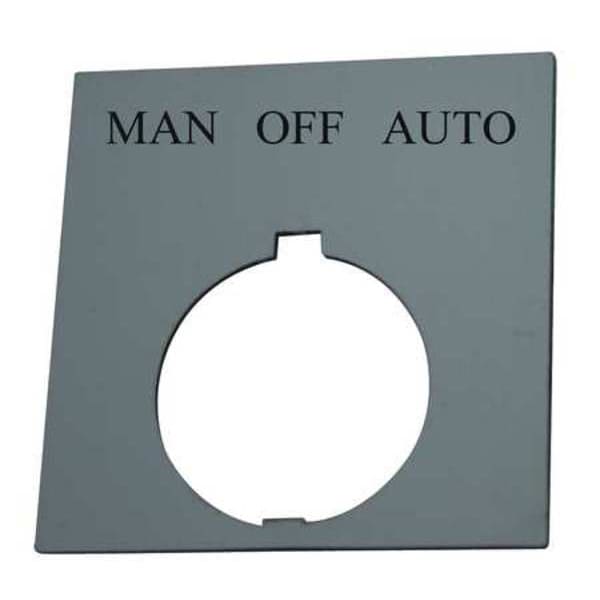 Placa de leyenda Eaton, cuadrada, Hombre/Apagado/Automático, Negro - HT8SP68
