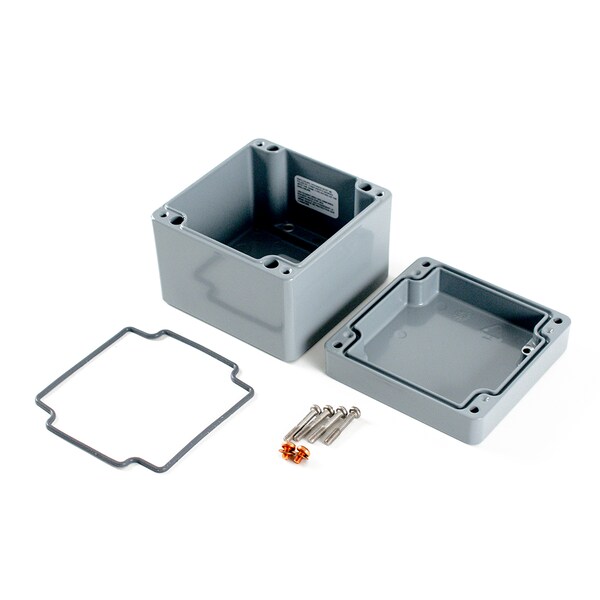 Hammond Aluminum Electrical Enclosures, 3.94 in H, 3.15 in D, 3.94 in W, Screw On - 1590Z080GY