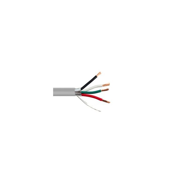 Swe-Tech 3C Shielded Security/Alarm Wire, Gray, 18/4 18AWG 4 Conductor, Stranded, CM / Inwall rated, Pullbox, 500ft - FWT10K5-54212SF