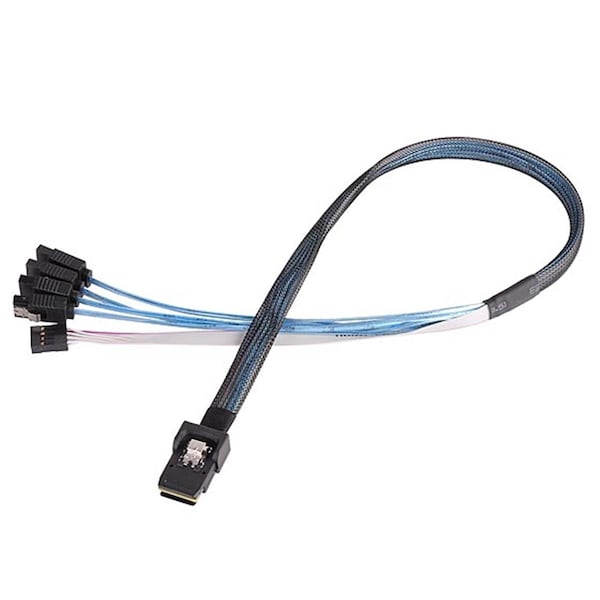 Silverstone 36 Pin Mini SAS SFF-8087 to SATA 7 Pin Sideband Cable - 0.5m - CPS03-RE