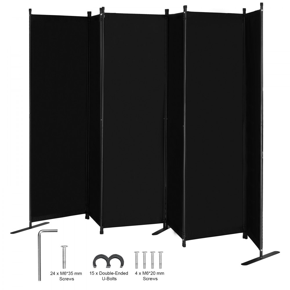 Room Divider 6 Panel Fabric Room Privacy Screen for Office Bedroom Black - BLFWFGQ6MB22N6CD6V0