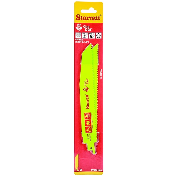 Starrett 3X Power - King Cut Fire Rescue And Demolition, Reciprocating Blades, 8" X 1 X .063 X 6-10 Tpi, 2Pk - BTR8610-2