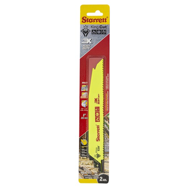 Starrett 3X Power - King Cut Fire Rescue And Demolition, Reciprocating Blades, 8" X 1 X .063 X 6-10 Tpi, 2Pk - BTR8610-2