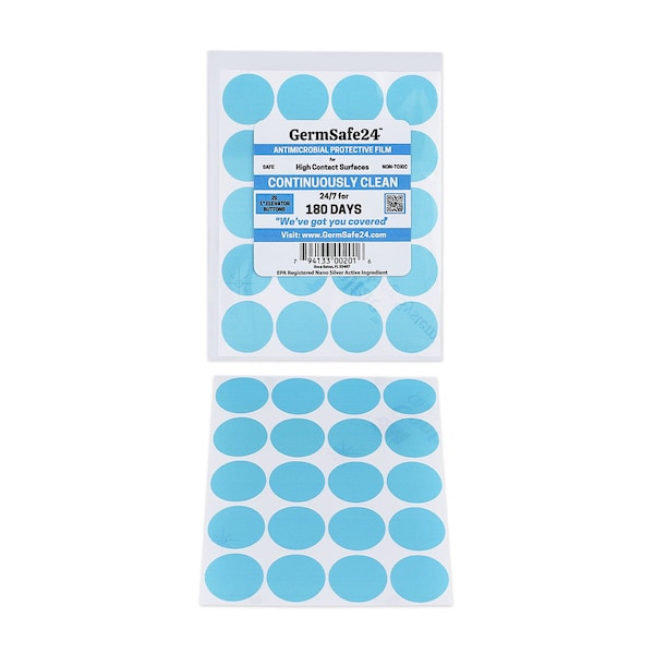 Germsafe24 Película Protectora Antimicrobiana para Botones de Elevador Protege por 180 Días - Paquete de 80 - MBAFB-1/80-180