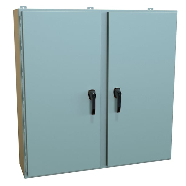 Hammond Steel Electrical Enclosures, 48 in H, 12 in D, 48 in W, NEMA 4, Hinged - HN4WM484812GY