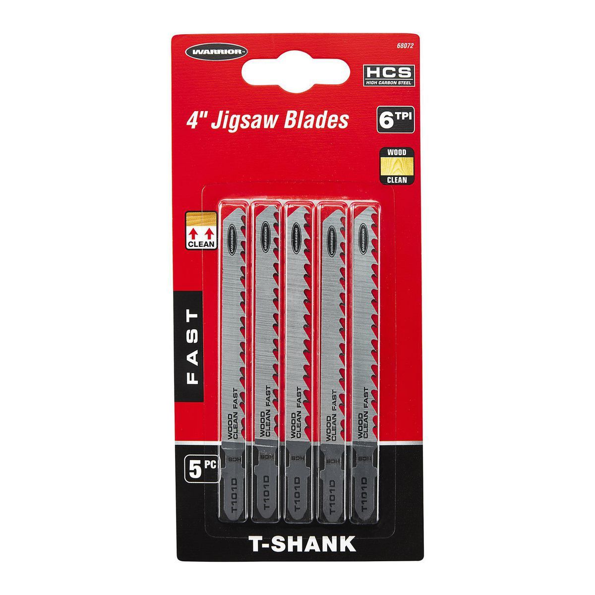 Cuchillas para sierra de calar Warrior 6 TPI con mango en T para madera, paquete de 5 - 68072