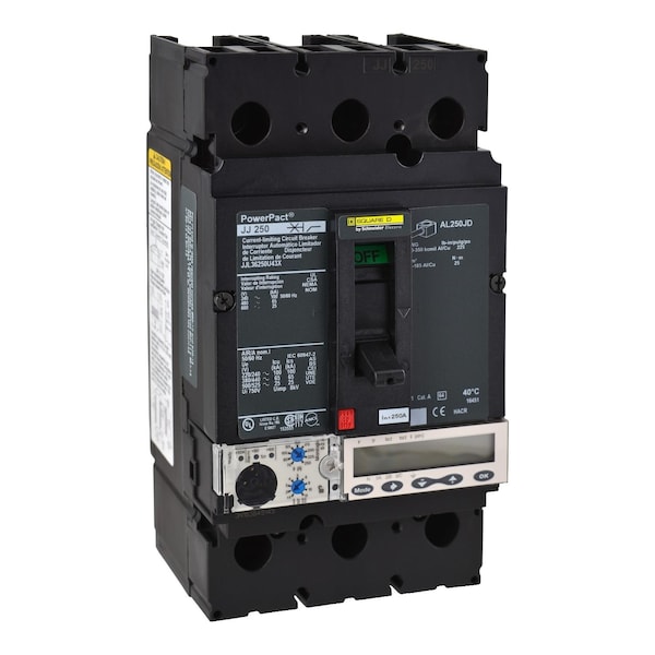 Square D Molded Case Circuit Breaker, JJL Series, 250A, 3 Pole, 600V AC, 100kA at 240V AC - JJL36250U43X