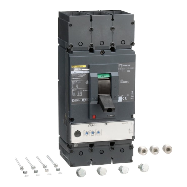 Square D Molded Case Circuit Breaker, LLM Series, 600A, 3 Pole, 600V AC, 125kA at 240V AC - LLM36600U31X