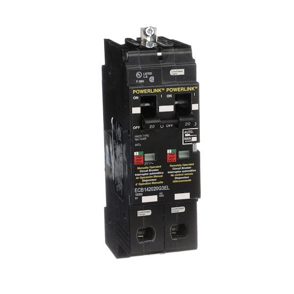 Square D Molded Case Circuit Breaker, ECB-G3 Series, 20A, 1 Pole, 277/480V AC, 65kA at 240V AC - ECB142020G3EL
