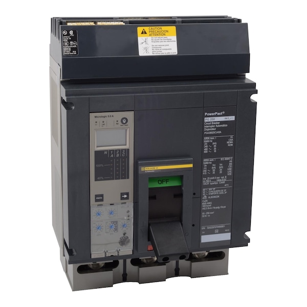 Square D Molded Case Circuit Breaker, PJA Series, 800A, 3 Pole, 600V AC, 100kA at 240V AC - PJA36080CU31A