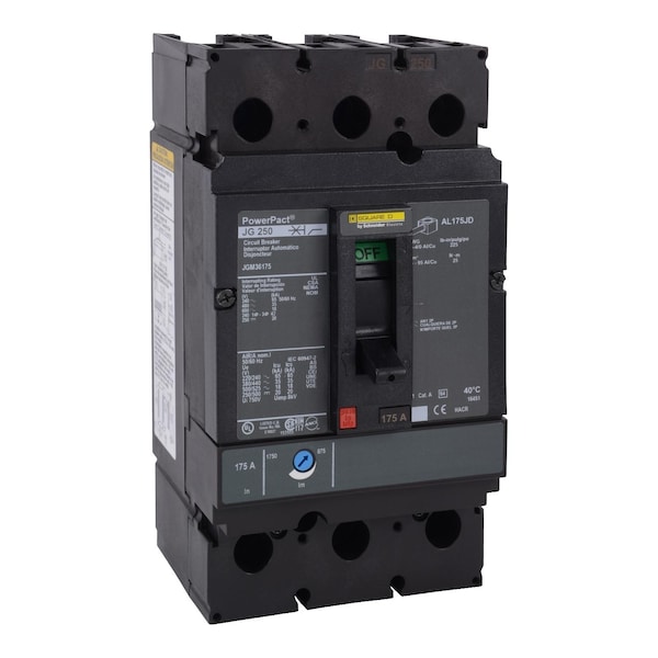 Square D Molded Case Circuit Breaker, JGM Series, 250A, 3 Pole, 600V AC, 65kA at 240V AC - JGM36250