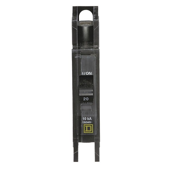 Square D Miniature Circuit Breaker, QOU Series, 20A, 1 Pole, 120/240V AC, 10kA at 120/240V AC - QOUR120