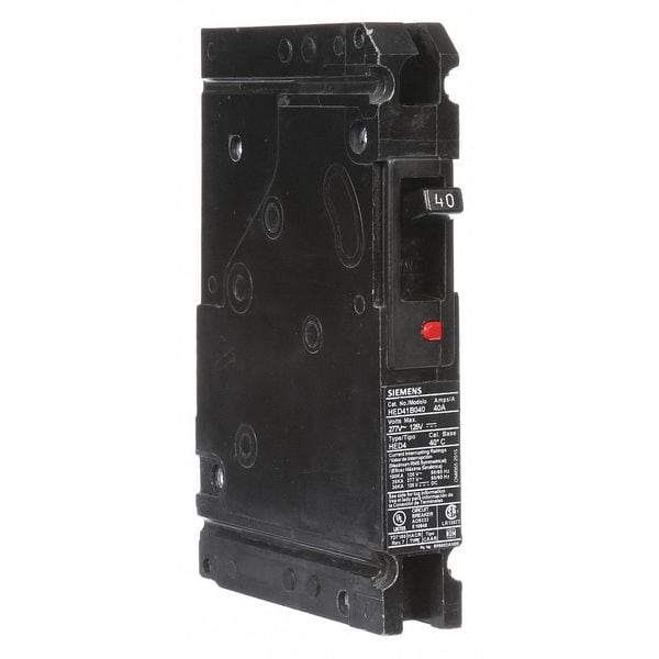 Siemens Molded Case Circuit Breaker, HED4 Series, 40A, 1 Pole, 277V AC, 25kA at 277V AC - HED41B040