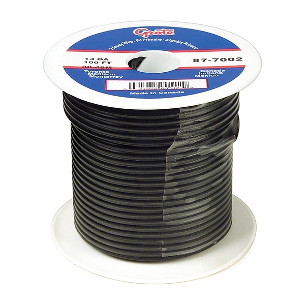 Grote Primary Automotive Wire, GPT, Copper, 18 AWG, 1, Black, Stranded, 25 ft - 89-9002