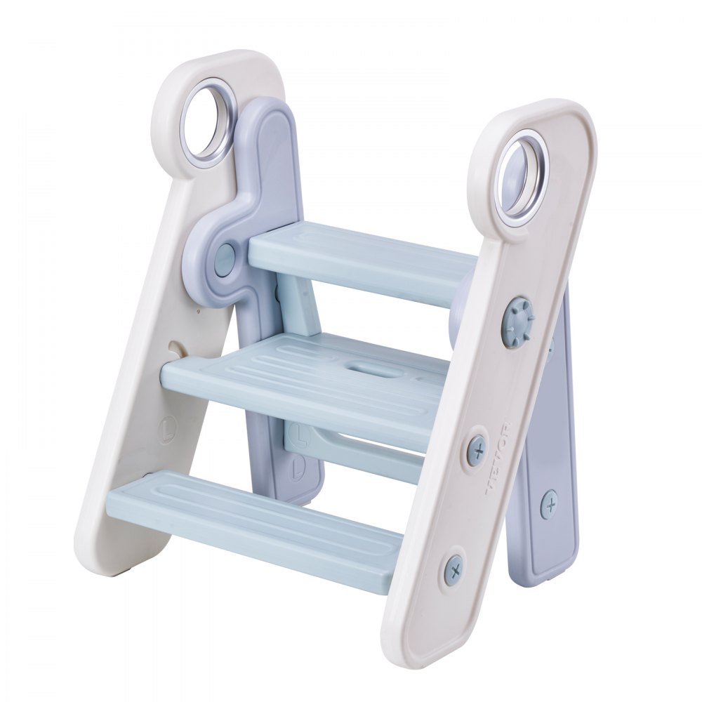 VEVOR Toddler Step Stool, Adjustable 3 Step to 2-Step Kitchen Stool Helper for Kids, Foldable Plastic Standing Tower Leaning Stool with Handles for Kitchen, Toilet Potty Training, Bathroom (Blue) - ETKDJBHDLSSLMV3N2V0