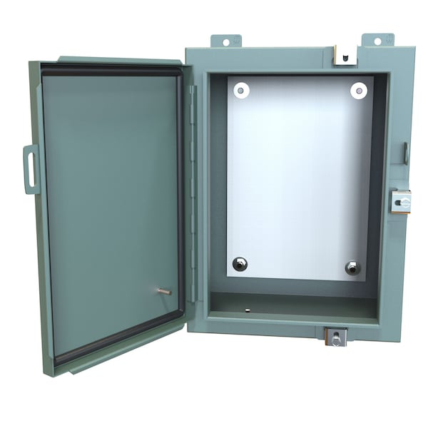 Hammond Steel Electrical Enclosures, 16 in H, 8 in D, 12 in W, NEMA 4, Hinged - 1418N4B8