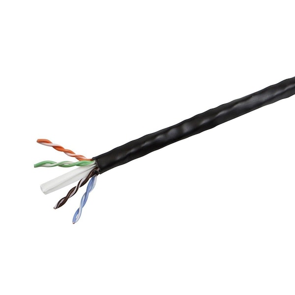 Monoprice Cat6 1000ft Black CMP UL Bulk Cable Solid w/spine UTP 23AWG 550MHz Pure Bare Copper Reelex - 44491
