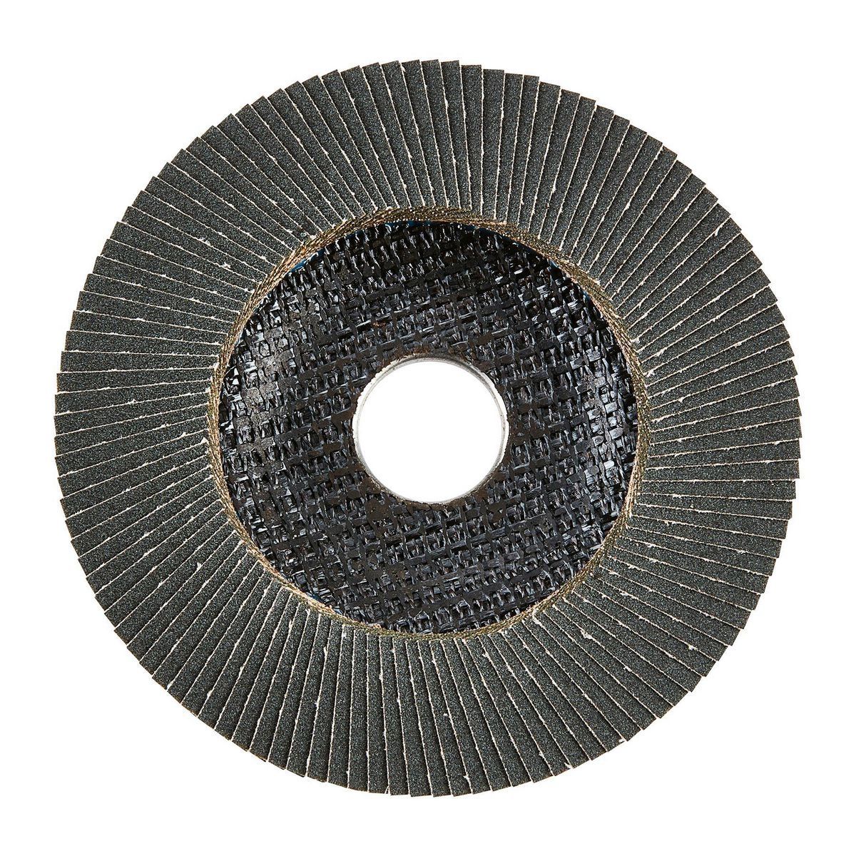 Disco de láminas Bauer de 4-1/2 pulgadas x 7/8 pulgadas, grano 120, tipo 27, con respaldo de fibra de vidrio y grano de circonio - 57758