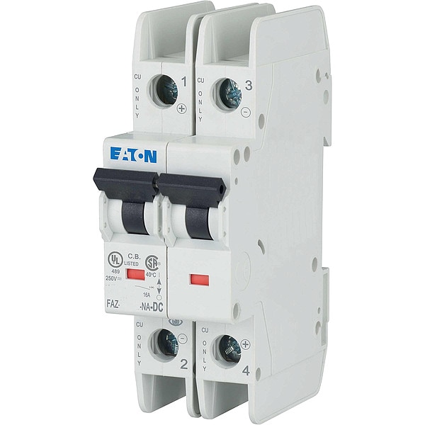 Eaton IEC Miniature Circuit Breaker, FAZ-NA Series, 30A, 2 Pole, Not Rated, 10kA at 277/480V AC, C Curve - FAZ-C30/2-NA-DC