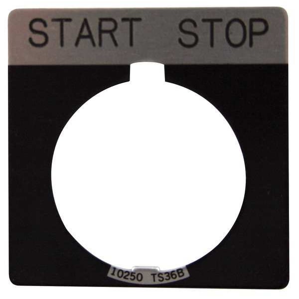 Placa de leyenda Eaton Cutler-Hammer, cuadrada, inicio detener, negro - 10250TS47